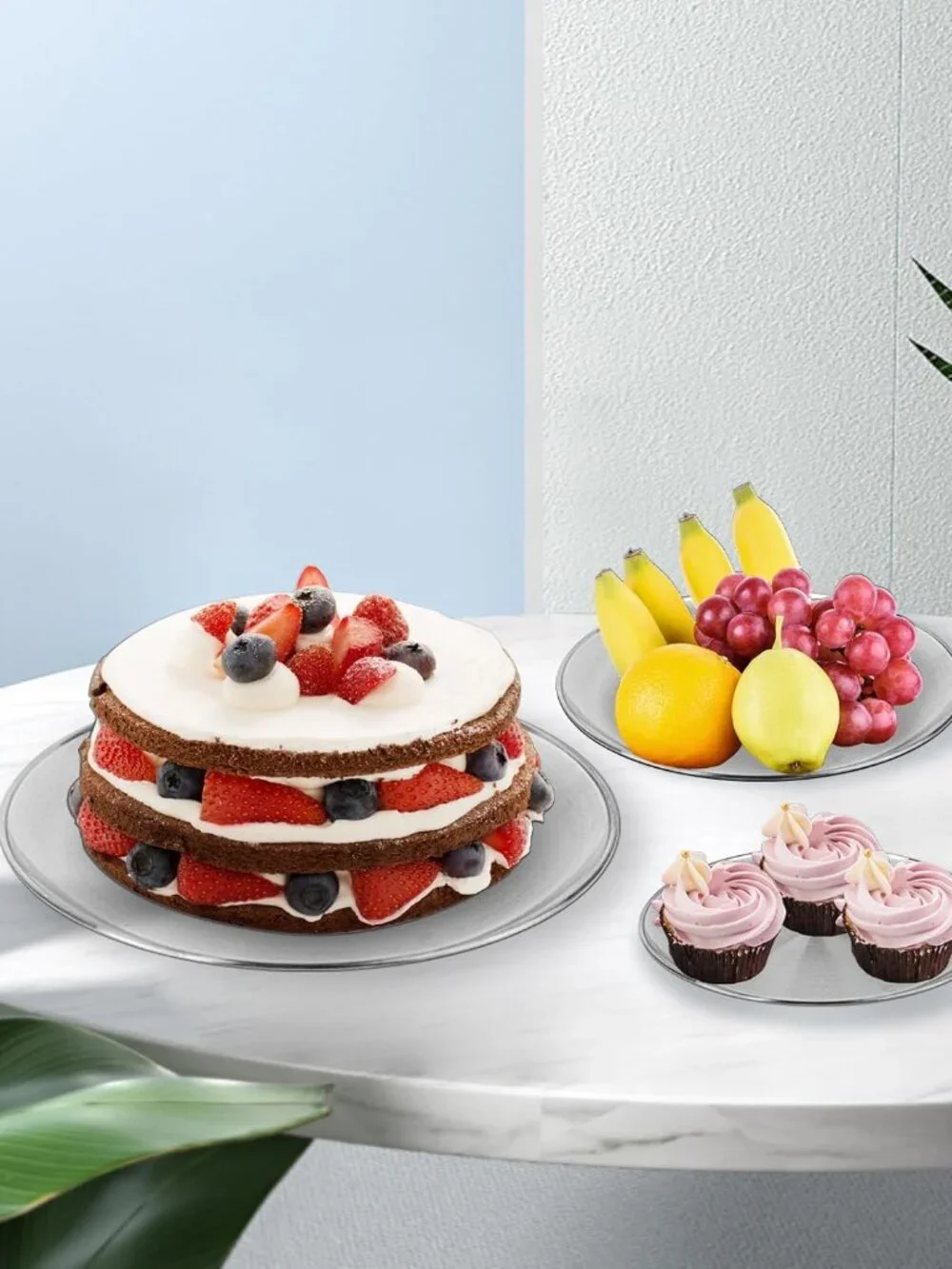 Cupcake Stand 3 Tier – Stainless Steel Cake & Dessert Display Tower for Wedding